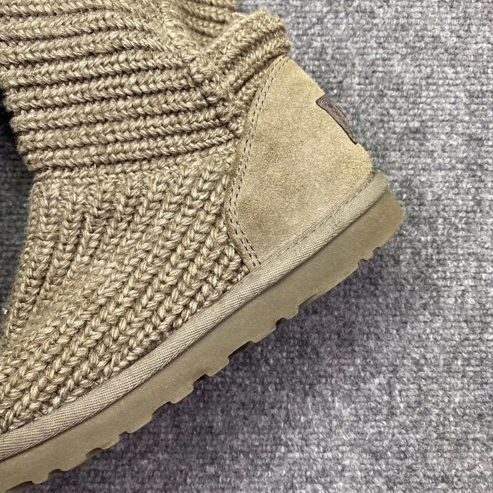 UGG Australia Classic Cardy Knit Tall Boots Tan Taupe 3 Button 5819 Womens Sz 7